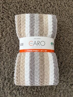 Kohl's Beige, Gray and White Striped Hand Towels